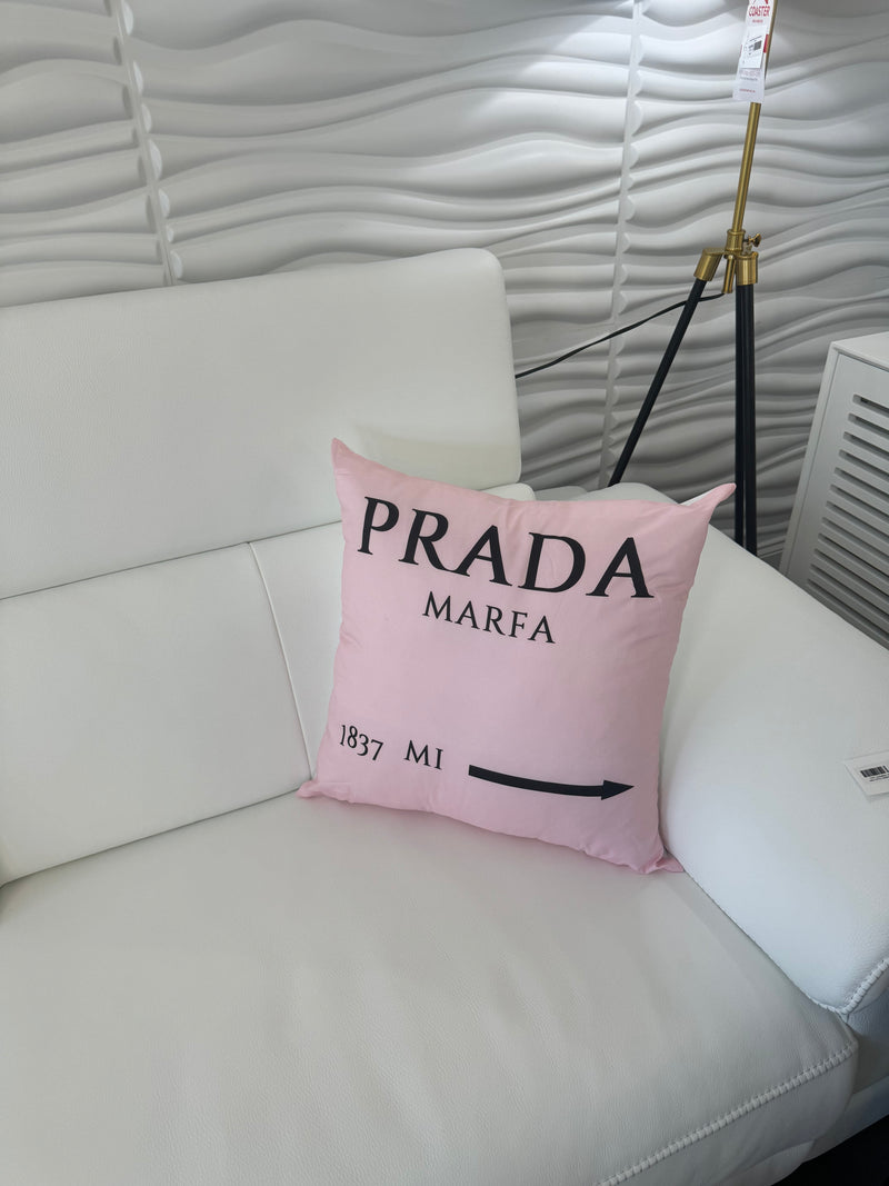 PRADA MARFA 20x20 PILLOW COVER-PINK&BLACK