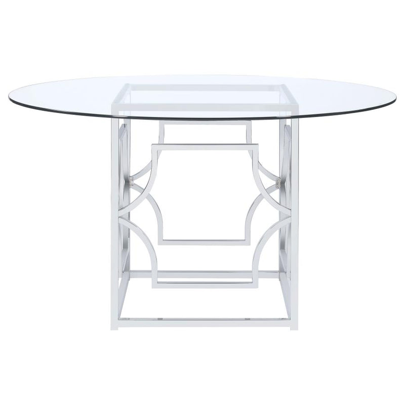 Starlight Round 54-inch Glass Top Metal Dining Table Chrome 192561BG