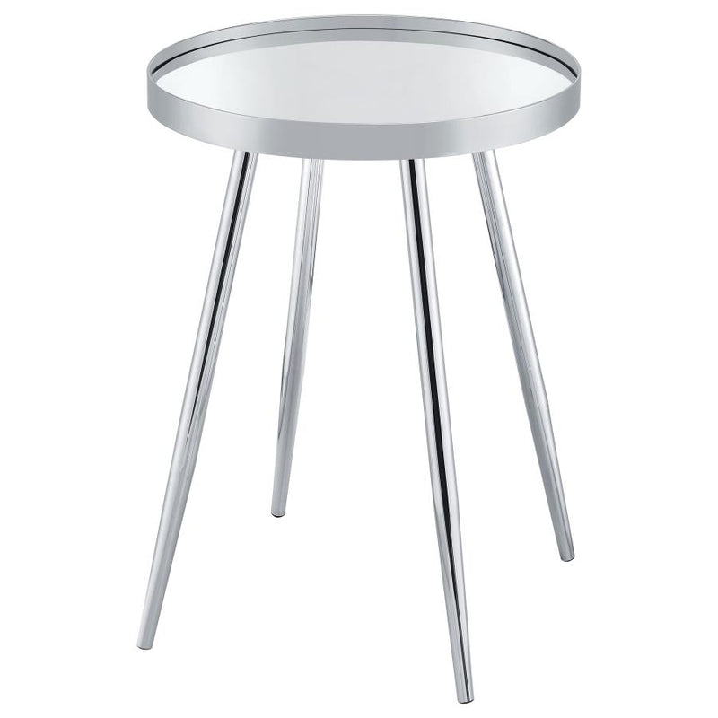 708367 Kaelyn Round Mirror Top End Table Chrome