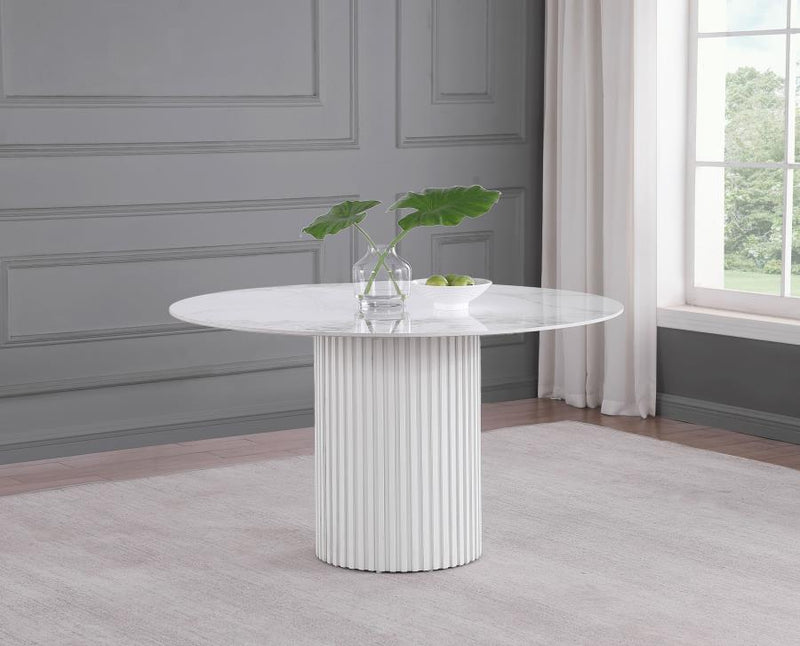 105580 White Marble Dining Table