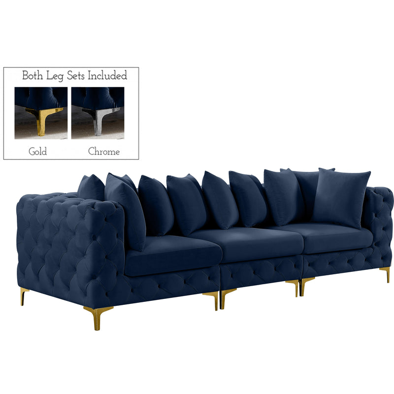 Meridian Tremblay Stationary Fabric Sofa 686Navy-S108 IMAGE 1