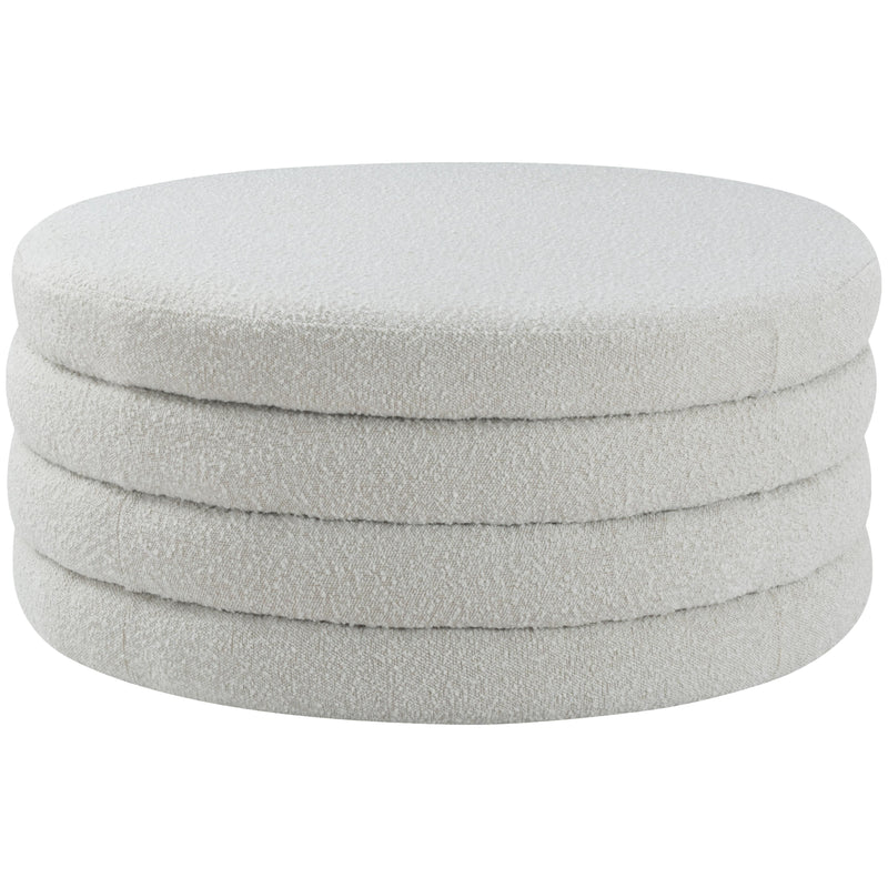 Meridian Aphia Fabric Ottoman 154Cream IMAGE 1