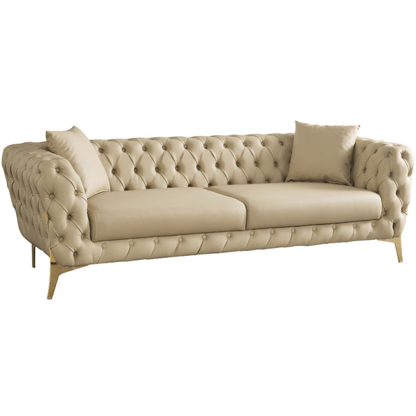 Meridian Aurora Stationary Leather Look Sofa 682Beige-S IMAGE 1