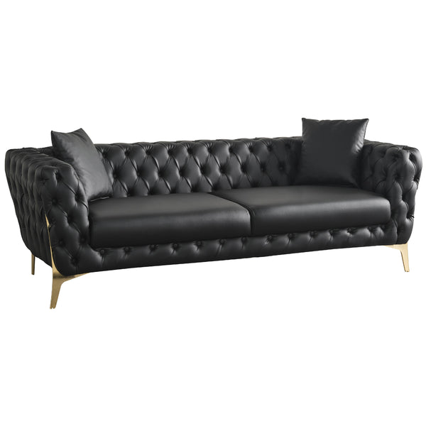 Meridian Aurora Stationary Leather Look Sofa 682Black-S IMAGE 1