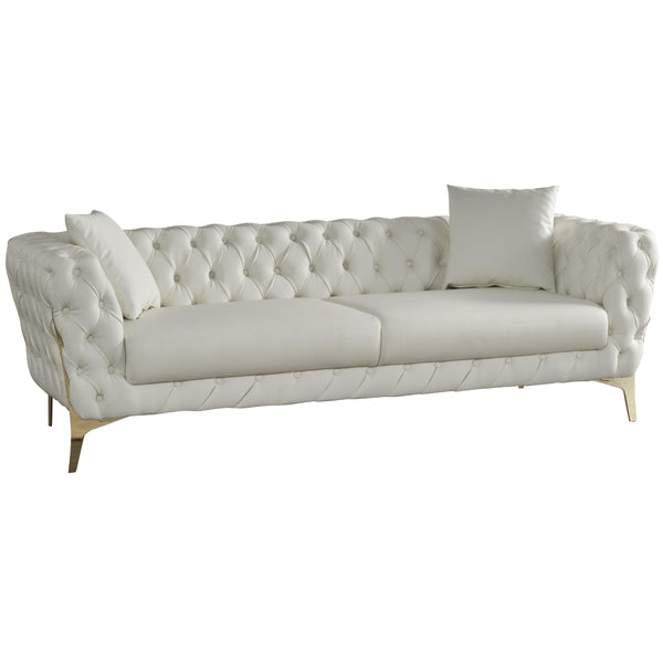 Meridian Aurora Stationary Leather Look Sofa 682Cream-S IMAGE 1