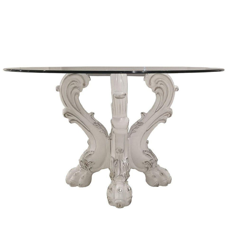 Acme Furniture Round Dresden Dining Table with Glass Top and Pedestal Base DN01699 IMAGE 1