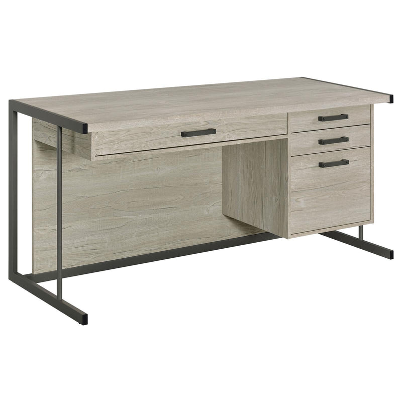 Coaster Furniture Loomis 805881 4-drawer Rectangular Office Desk Whitewashed - Grey/Gunmetal IMAGE 1