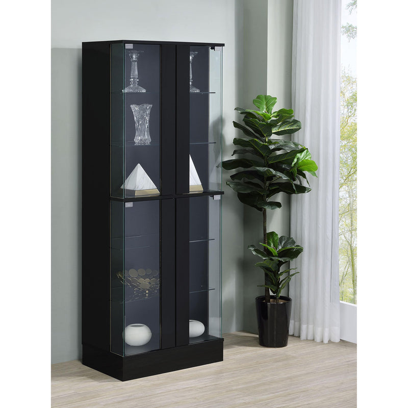 Coaster Furniture Cabra 950398 Display Case Curio Cabinet with Glass Shelves and LED Lighting - Black High Gloss IMAGE 2