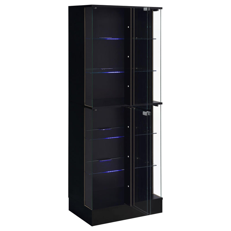 Coaster Furniture Cabra 950398 Display Case Curio Cabinet with Glass Shelves and LED Lighting - Black High Gloss IMAGE 5