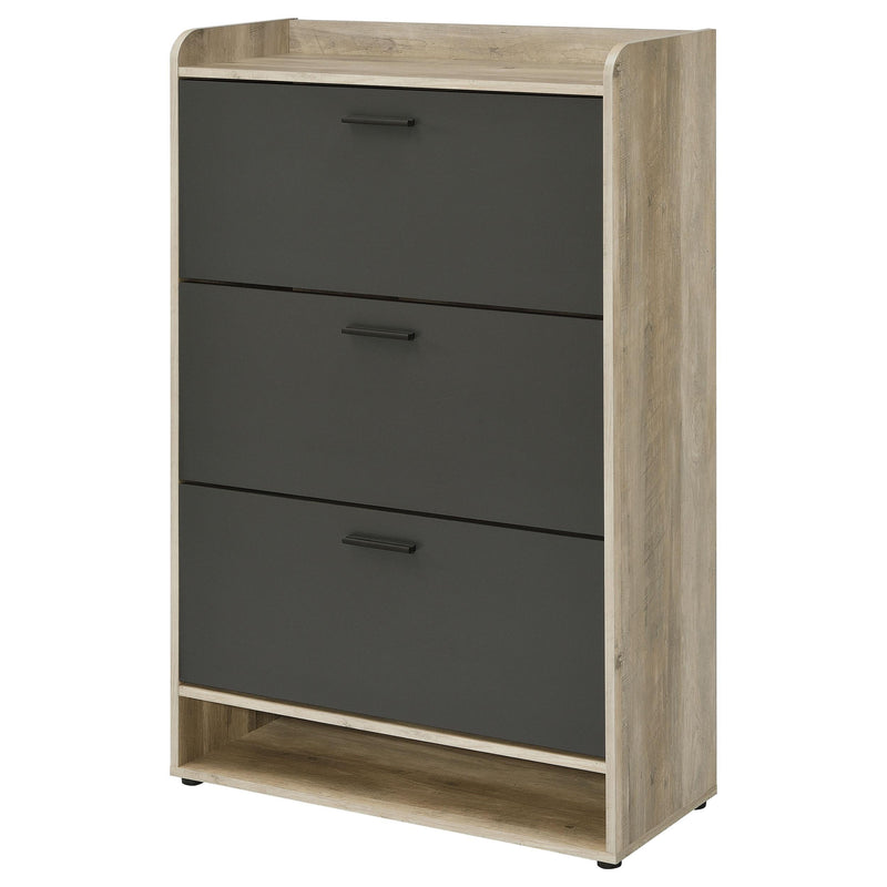 Coaster Furniture Denia 950404 3-Tier Shoe Storage Cabinet - Antique Pine/Grey IMAGE 6