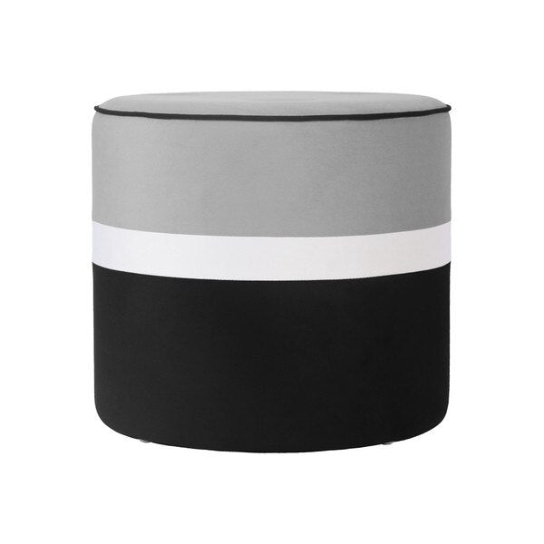 TOV-OC68569 Klondike Grey&Black Velvet Ottoman