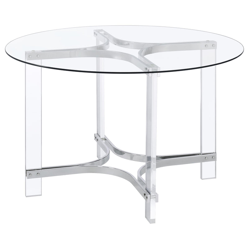 Coaster Furniture Round Keeling Dining Table with Glass Top 108501 IMAGE 4