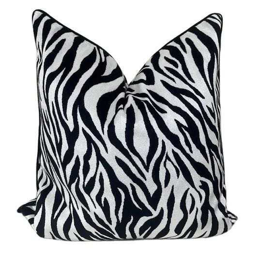 ZEBRA PRINT 22x22 PILLOW COVER-BLACK&WHITE