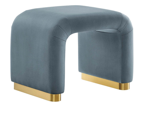 EEI-6733-BRA-CAB-Velvet Waterfall Stool in Brass C(Blue)