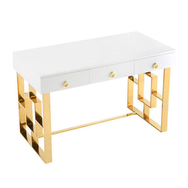 TOV-H3739 Audrey White Lacquer Desk