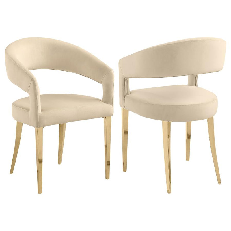 108286 Galiano Velvet Upholstered Dining Arm Chair Beige