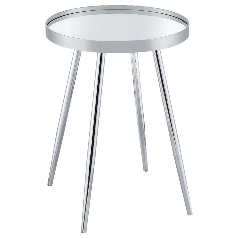 708367 Kaelyn Round Mirror Top End Table Chrome