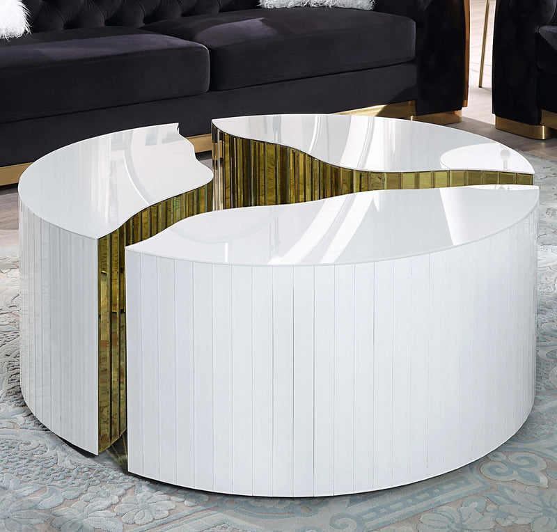 LUXE 3 PIECE WHITE COFFEE TABLE