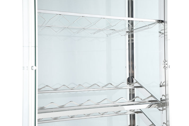 Luxe Contemporary Glass Curio w/ Wine & Stemware Racks