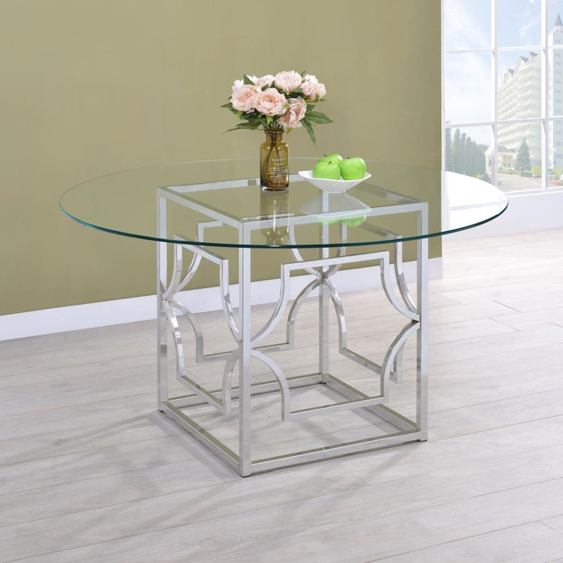 Starlight Round 54-inch Glass Top Metal Dining Table Chrome 192561BG