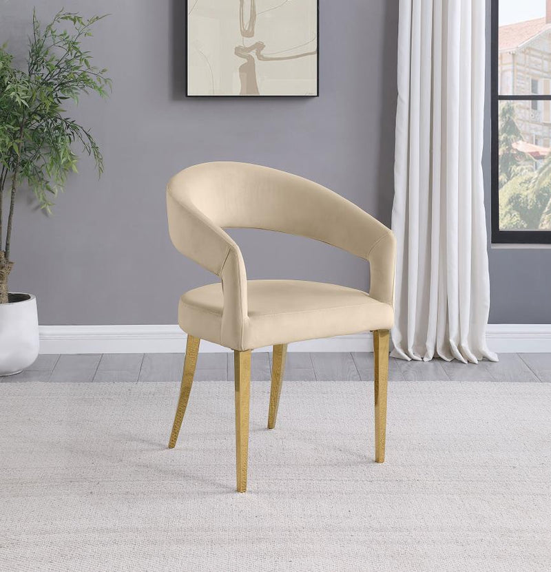 108286 Galiano Velvet Upholstered Dining Arm Chair Beige