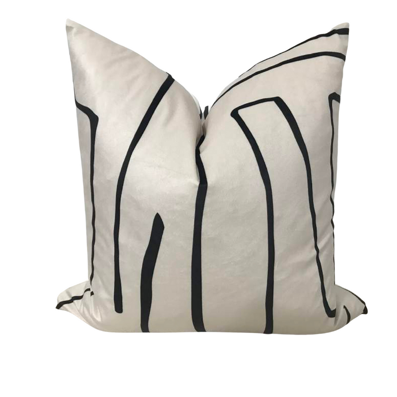 STRIPE 22x22 PILLOW COVER -BLACK&WHITE