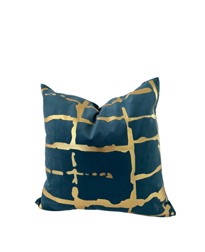 QUILT 22X22 PILLOW COVER-OCEAN BLUE & GOLD