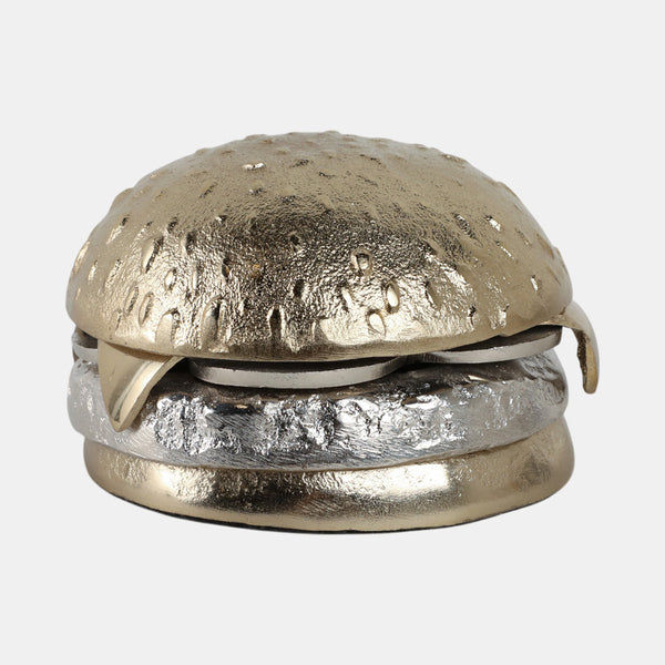 21462#5x5" Mixed Metal Cheeseburger, Silver/gold