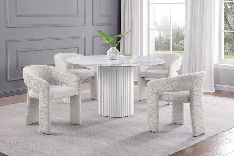 105580 White Marble Dining Table