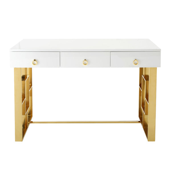 TOV-H3739 Audrey White Lacquer Desk