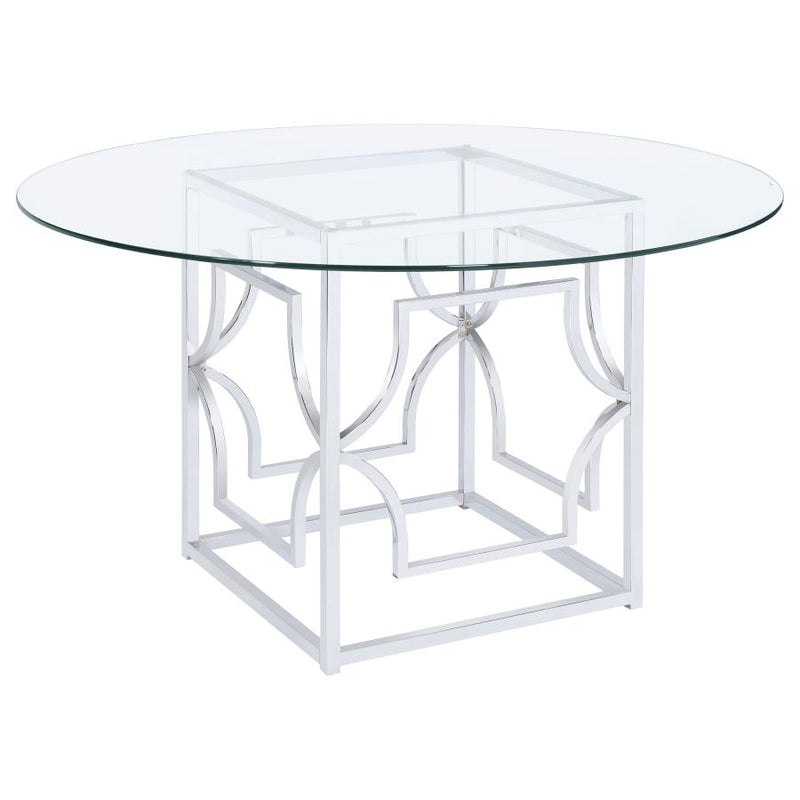 Starlight Round 54-inch Glass Top Metal Dining Table Chrome 192561BG