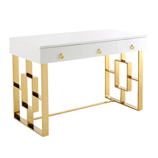 TOV-H3739 Audrey White Lacquer Desk