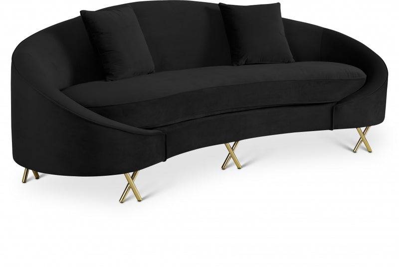 Serpentine Stationary Fabruc Sofa And Chair Set 679Black-S2