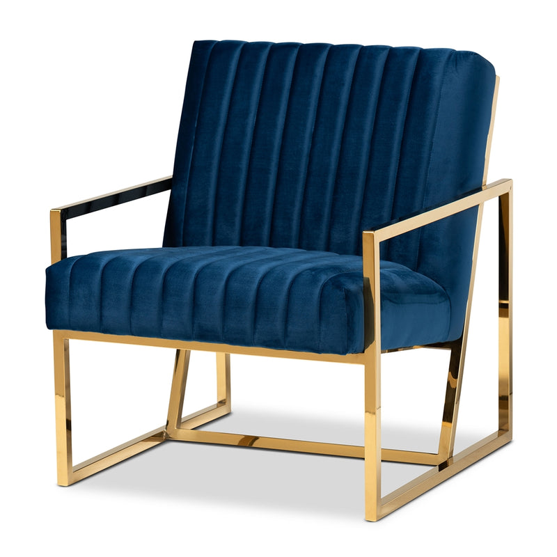 TSF-7754D-Royal Blue/Gold-Accent Chair