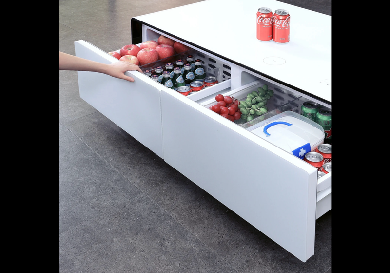 REFRIGERATED COFFEE TABLE - w bluetooth speakers & wireless charging doc CT5007