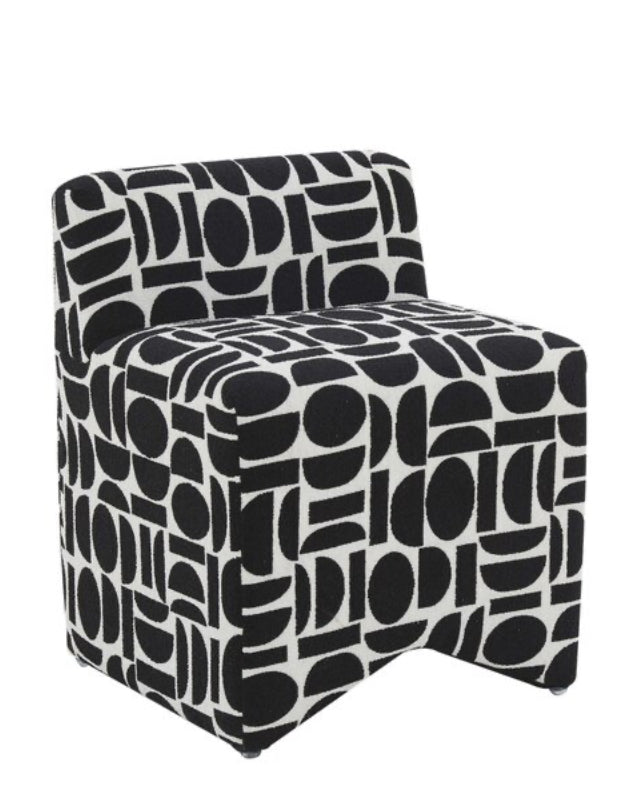 Pippa Black Geometric Jaquard Weave Stool