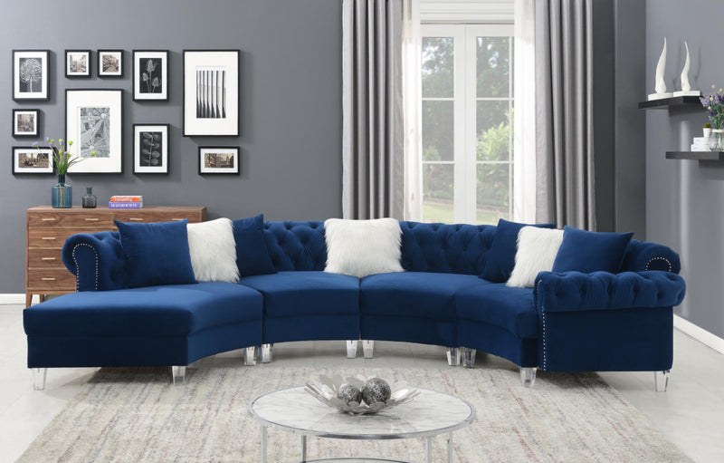 U290 Navy Velvet 4pc sectional