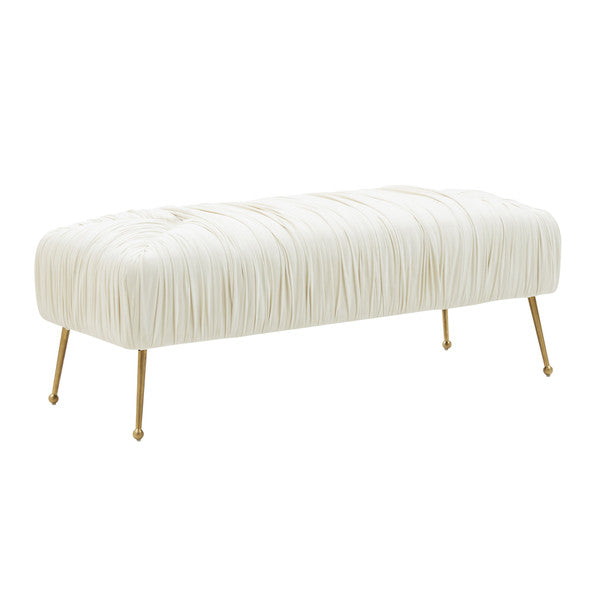 TOV-IHOC68201 Jessica Cream Velvet Bench by Inspire Me! Home Décor