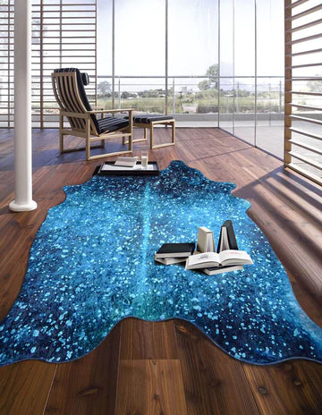 Metallic Vegan Faux Hides Blue Rugs