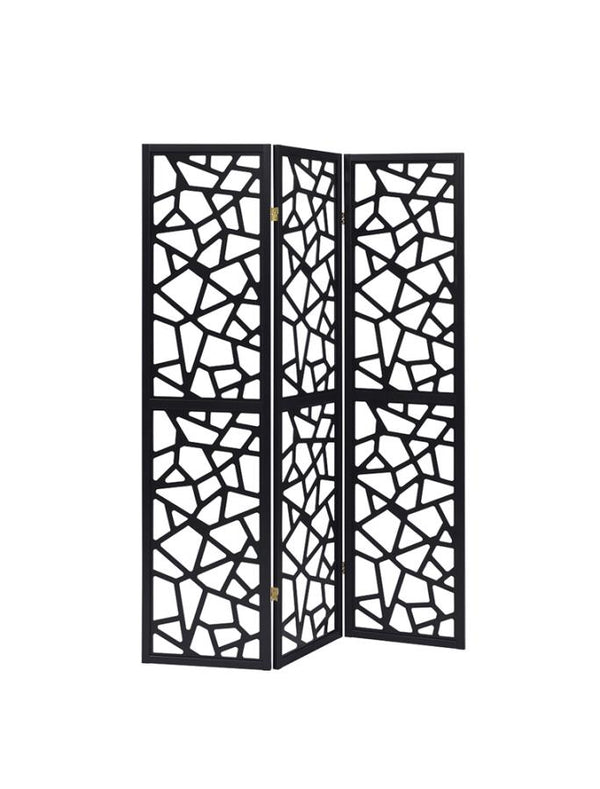 Nailan 3-panel Open Mosaic Pattern Room Divider Black 900092