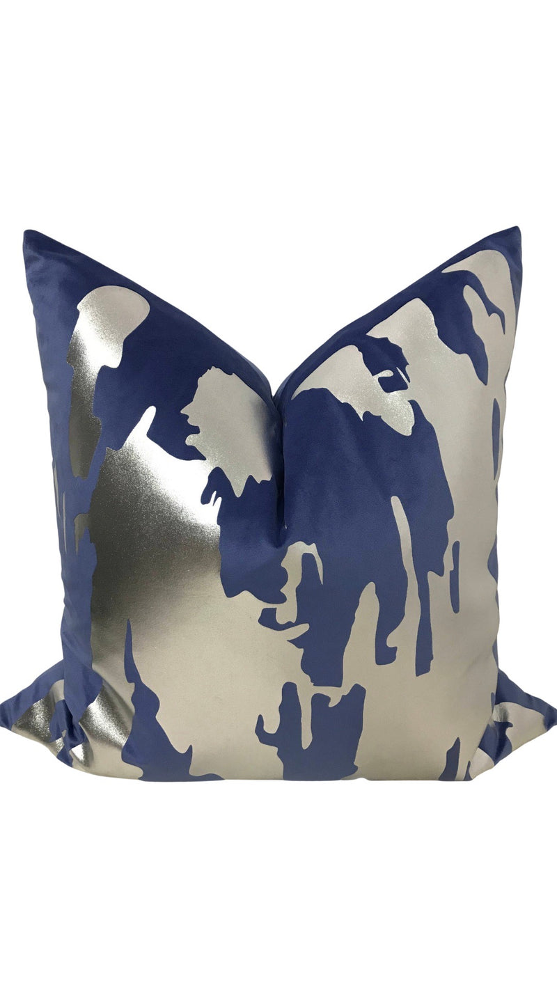 NORDIC 20” X 20”   PILLOW COVER - NAVY & SILVER