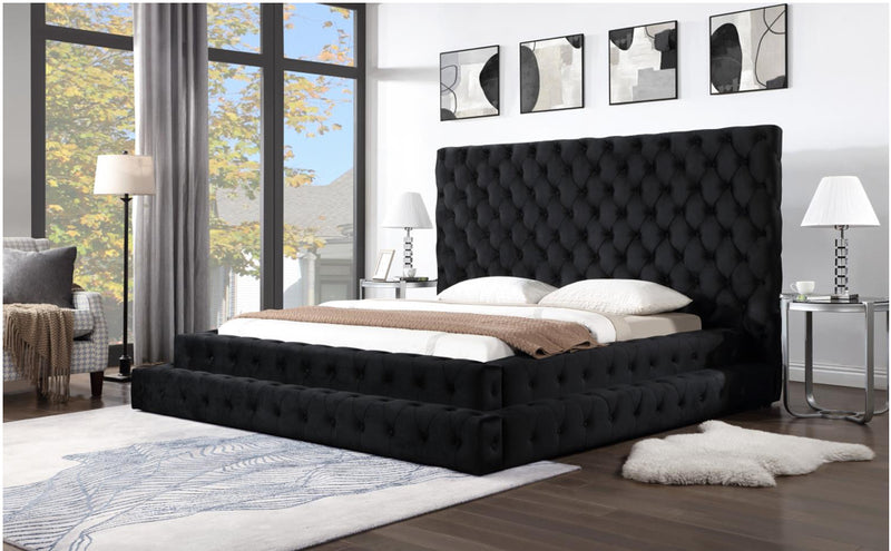 LUXE BLACK VELVET KING BED - B553-K