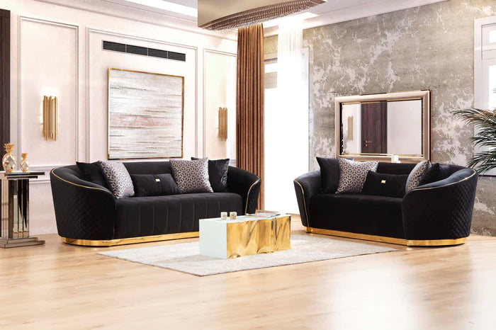 Aster Black Velvet Sofa & Loveseat