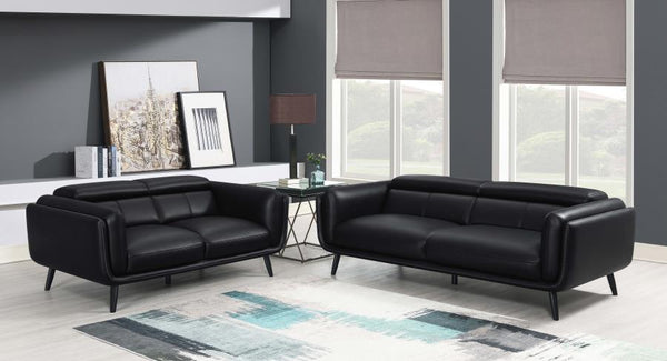 Shania 2-piece Track Arms Living Room Set Black 509921-S2