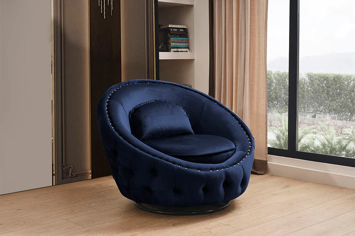 Lauren Navy Velvet Swivel Chair