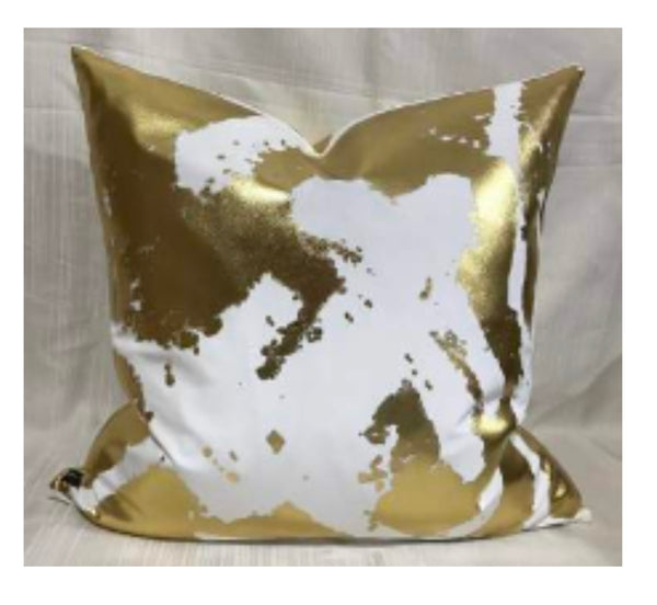 SLEEK 20” X 20”   PILLOW COVER - GOLD & WHITE