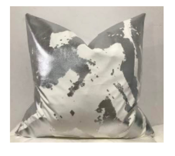 SLEEK 18” X 18”   PILLOW COVER - WHITE & SILVER