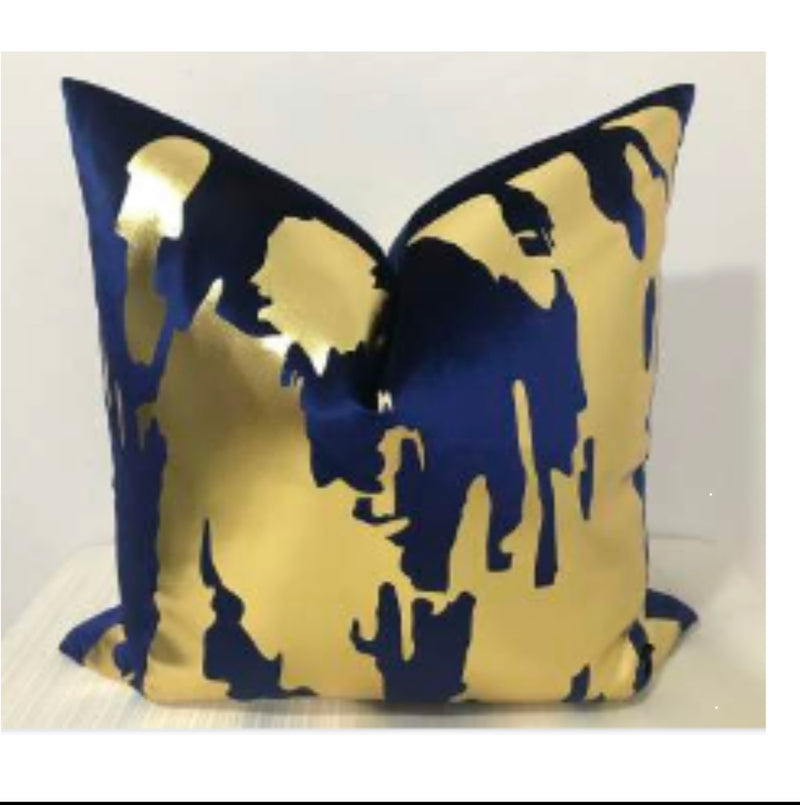 NORDIC 20” X 20”   PILLOW COVER - NAVY & GOLD