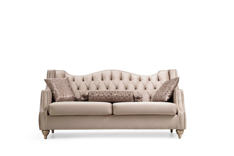 Zeus Beige Velvet Sofa & Loveseat