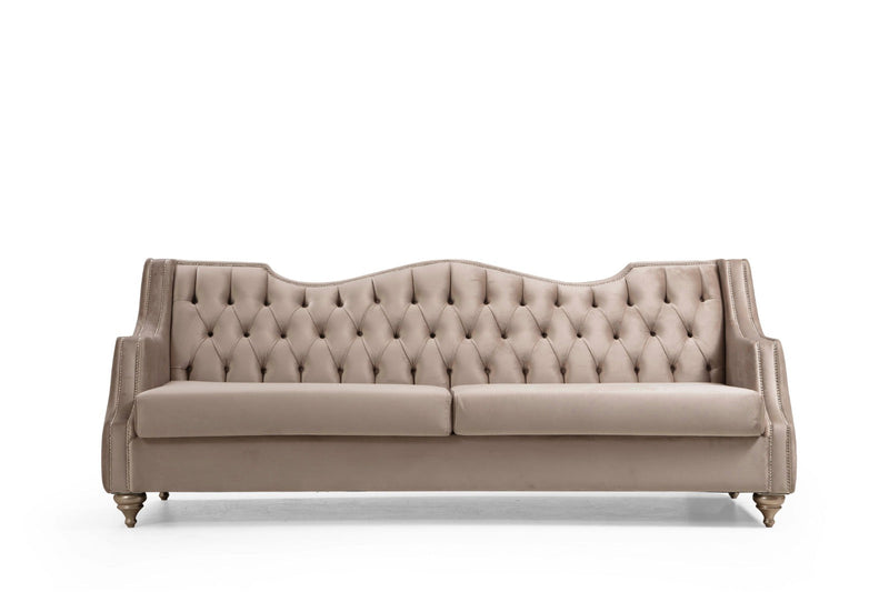 Zeus Beige Velvet Sofa & Loveseat